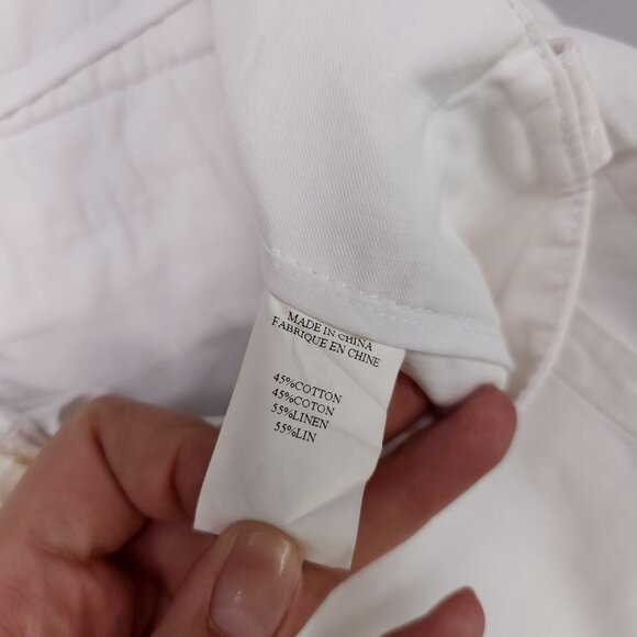 Theory Crop Linen Blend Trousers Women’s Size 10 White Beachy Boho Coastal - Picture 12 of 13